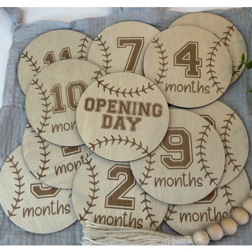 Baseball Baby Milestone Discs: Baltic Birch Photo Props