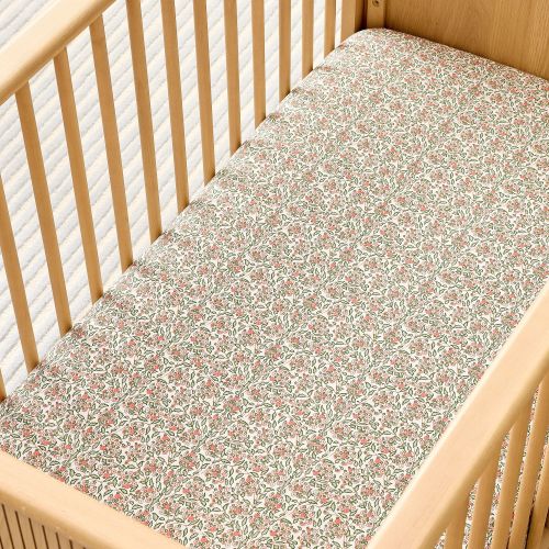 Pink Chicken Floral Crib Fitted Sheet