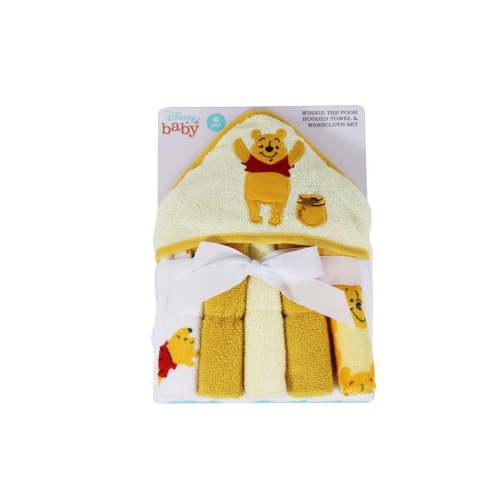 Winnie The Pooh Hooded towel and 5 Pack washcloths