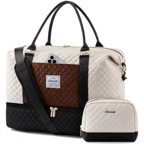 LOVEVOOK Travel Duffle Bag,Weekender Bags for Women with Shoe Compartment，Carry on Overnight Bag with Toiletry Bag,Gym Duffel Bag with Wet Pocket, Hospital Bags for Labor and Delivery