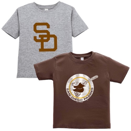 Toddler San Diego Padres Soft as a Grape Brown/Heather Gray Cooperstown Collection Two-Pack T-Shirt Set