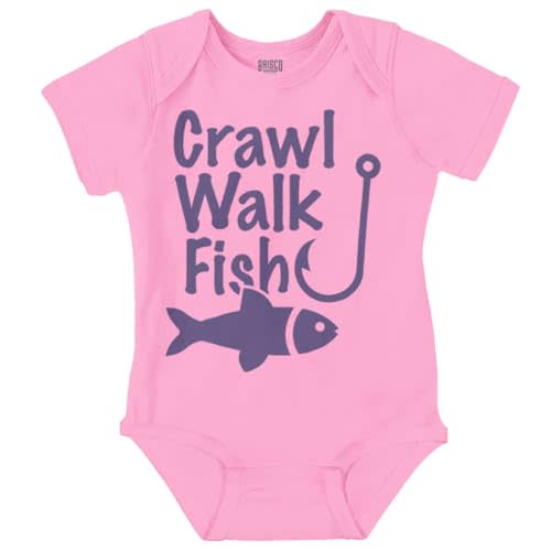 Brisco Brands Crawl Walk Fish Hook Outdoor Lover Baby Romper Boys or Girls