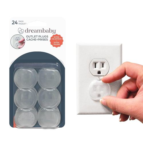 Dreambaby Plastic Baby Safety Outlet Plug Covers - 24 Pack - Outlet Covers Baby Proofing