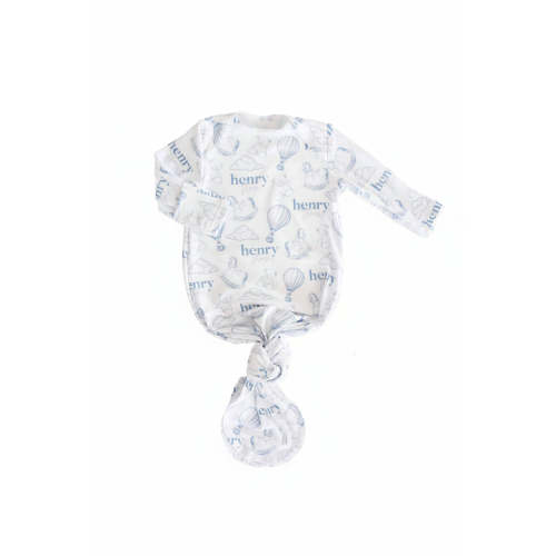 Up In The Clouds Personalized Newborn Baby Knot Gown | Caden Lane