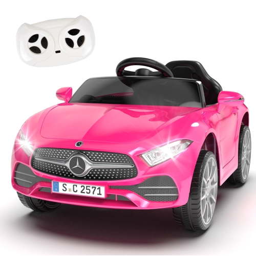 Xuanlur Licensed Benz CLS 350 12V Electric Ride on Toys with Parent Remote Control, Spring Suspension, Electric Car for Kids, Power Car Wheels with Bluetooth Music, LED Lights (Pink)