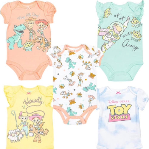 Disney Classics Toy Story Baby Girls 5 Pack Bodysuits Newborn to Infant