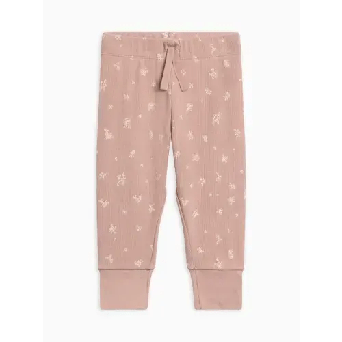 Colored Organics Charlie Ribbed Joggers (0-3M) - Amaya Floral / Mauve