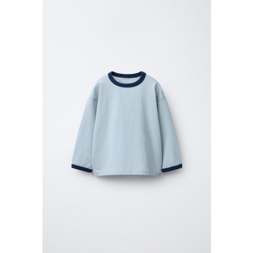 PLAIN CONTRAST RINGER T-SHIRT - Sky blue | ZARA United States