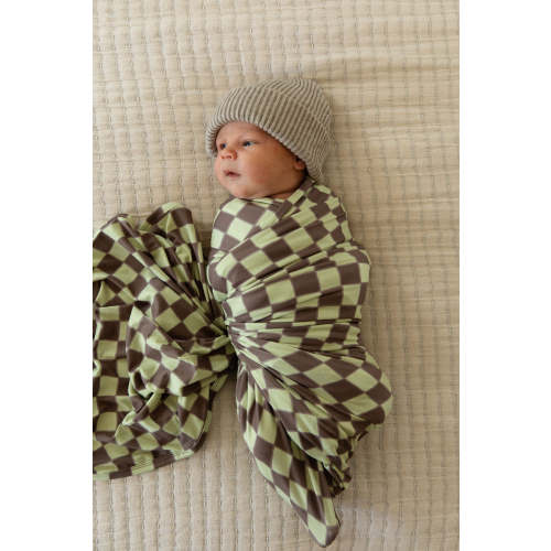 GREEN + BROWN CHECKER | SWADDLE