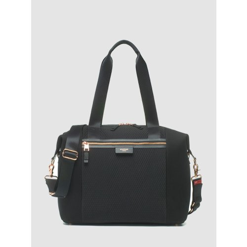 Stevie Luxe Scuba Diaper Bag by Storksak | Water-Resistant, Large Capacity | Shoulder and Stroller Straps, Black