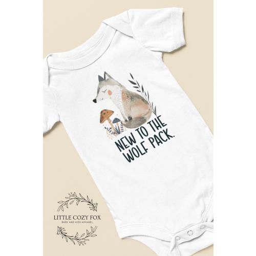 New To The Wolf Pack Baby Onesie®, New Baby Gift, Pregnancy Announcement, Wolf Baby Bodysuit, Woodland Baby Shower Gift