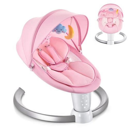 HARPPA Weddell Baby Swings for Infants with Canopy and Mosquito Net, Pink