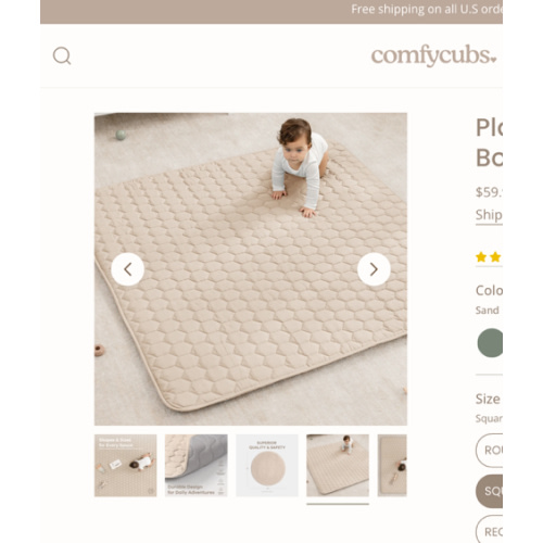 Play Mat with Non-Slip Bottom in Sand – Comfy Cubs