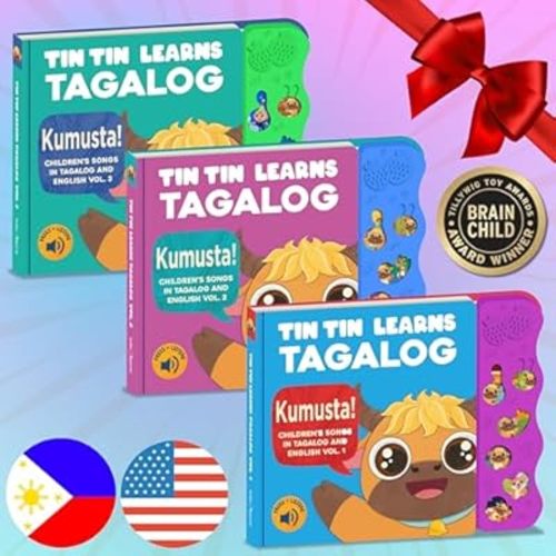 Bundle Deal — Interactive Sound Board Book for Toddlers 1-3, Bilingual English & Filipino Songs & Nursery Rhymes, Talking Musical Book, Musical Toy Gift for Babies & Kids