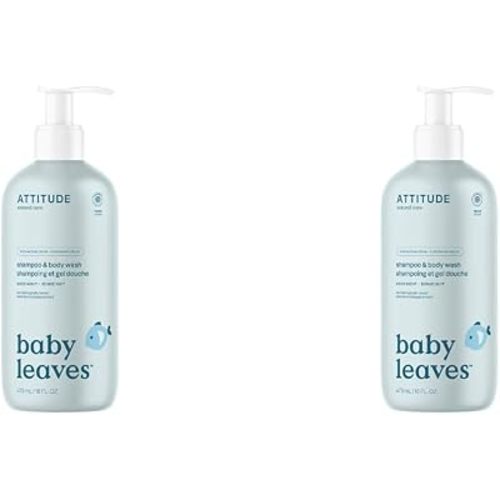 ATTITUDE 2-in-1 Shampoo and Body Wash for Baby, EWG Verified, Dermatologically Tested, Vegan, Good Night, 16 Fl Oz