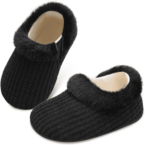 Barerun Toddler Slippers for Boys Girls Slip on Kids Baby House Shoes Indoor Outdoor Warm Walking Shoe