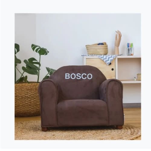 Kid's Personalized Upholstered Chair - Brown