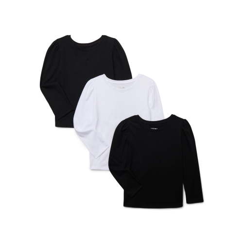 Garanimals Toddler Girls Puff Long Sleeve Solid Tees, 3-Pack, Sizes 18M-5T