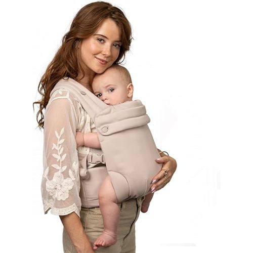 Infantino Honey Blossom Baby Carrier, Ergonomic Infant to Toddler Carrier, Hip Healthy “M” Position Support, Adjustable Sliding Seat, Padded Cross-Back Straps, 7-40 lbs, Toasted Almond