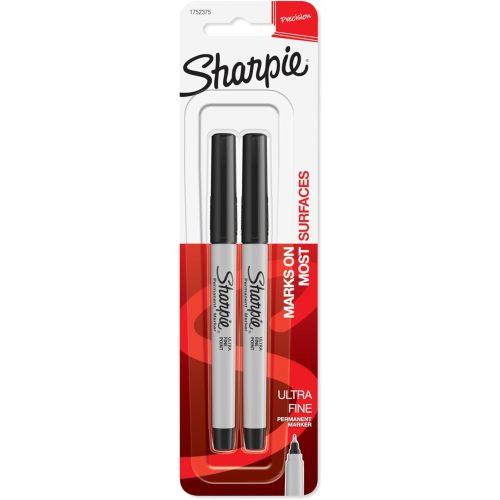 Sharpie 37161PP Permanent Markers, Ultra Fine Point, Black, 2 Count