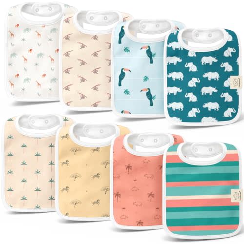 KeaBabies 8-Pack Organic Baby Bibs for Boys, Girls Drool Bibs (Wildscape) | Super Absorbent Cotton Bibs for Teething and Drooling Newborn, Toddler, Ultra Soft, Machine Washable, Gender Neutral Colors