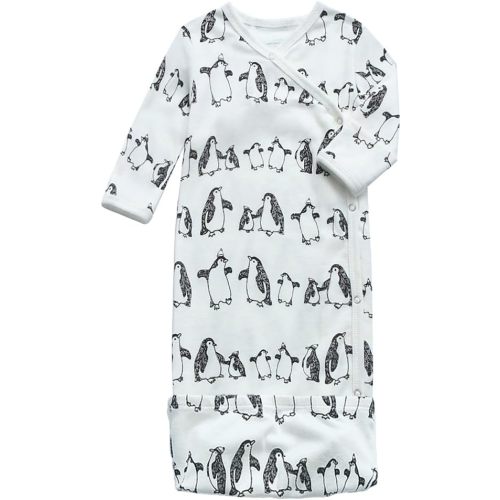 O2 BABY 100% Organic Cotton Kimono Gown with Mittens & Fold-Over Pouch