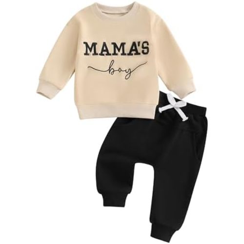 Toddler Baby Boy 2-piece Outfits Letter Pattren Long Sleeve Sweatshirts with Trousers Festival Baby Clothes