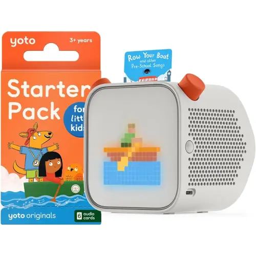 YOTO Player (3rd Gen.) + Starter Pack for Little Kids Bundle – Kids Bluetooth Audio Speaker, All-in-1 Screen-Free Device for Stories Music Podcasts Radio White Noise Thermometer Nightlight