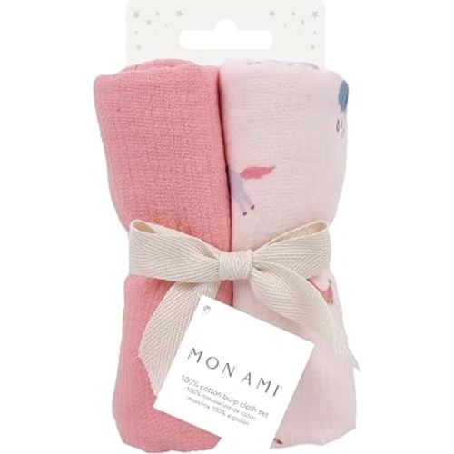 MON AMI Muslin Burp Cloths for Baby – 100% Cotton Burping Cloths for Babies, Extra Absorbent, Ultra-Soft, Baby Essentials