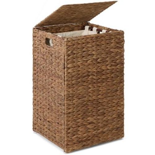 Best Choice Products Small Laundry Hamper W/ Lid, Handwoven Laundry Basket, W/ Washable Liner & Handles - Chestnut