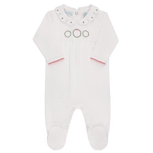 Girls Holiday Wreath Cotton Romper