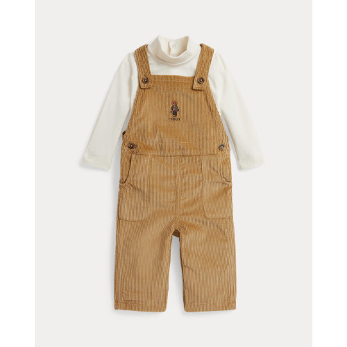 Cotton Bodysuit & Corduroy Overall Set