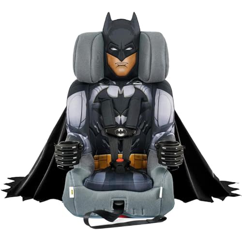 KidsEmbrace 2-in-1 Car Seat | Forward-Facing Harness (26.5–65 lbs) & Booster Mode (40–100 lbs) | Latch | Premium Fit with Multi-Position Headrest, Harness & Recline – DC Comics Batman (Black)