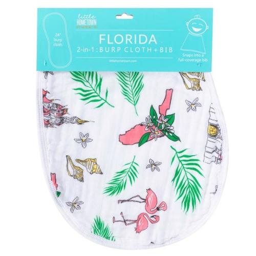 Florida Floral Baby Burp Cloth and Bib 2 in 1  Absorbent and Gentle on Newborn Skin