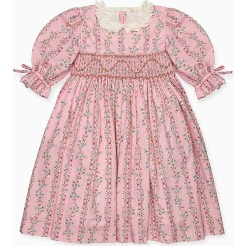 Pink Garland Floral Penelope Girl Hand-Smocked Dress - La Coqueta | Maisonette