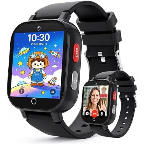 4G Kids Smart Watch with GPS Tracker, Video & Voice Call, SOS, WiFi, IP68 Waterproof, AI Smart Features, Parental Control Phone Watch for Boys Girls Age 3+ (SIM Card Included)
