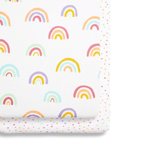 SNUZ Twin Pack Sheets - Crib - Multi Rainbow | Wayfair