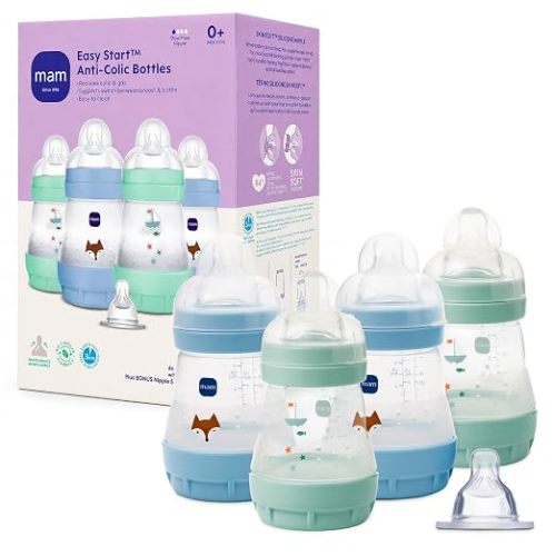 MAM 5oz Easy Start Anti-Colic+ Vented Baby Bottle, 0+ Months, 4 Pack