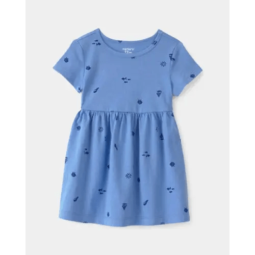 Baby Girl Seashell Short-Sleeve Dress - Blue | Carter's