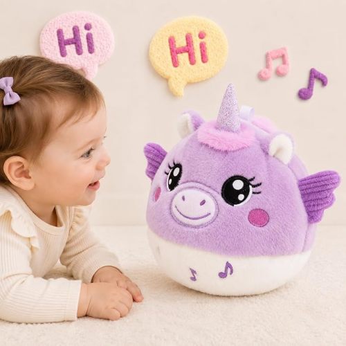 Yeeammk Unicorn Interactive Toys for Toddlers Girl,Tummy Time Baby Musical Toys with Remote Control,Volume Adjustable & Mute,Record & Repeat,Musical Baby Crawling Toys for Infants