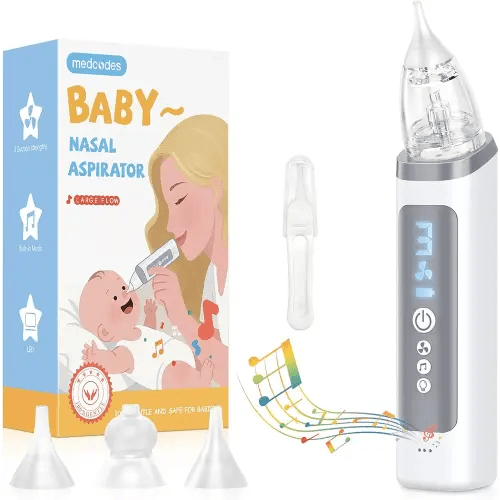 Nasal Aspirator for Baby, Electric Nose Sucker for Baby & Toddler, Congestion Relief with 3 Levels Suction,Soothing Light & Nursery Rhymes