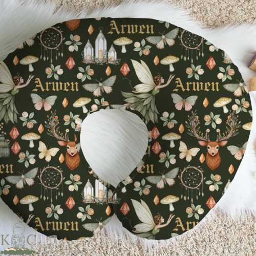 Personalized Fairy Nursing Pillow Cover, Medieval U-Shaped Breastfeeding Cushion Slip, Custom Fantasy LARP Baby Feeding Pillow Case
