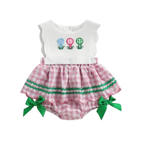 ZAXARRA Baby Girls Golf Romper Sleeveless Plaid Girl Romper Dress Infant Girl Summer Clothes