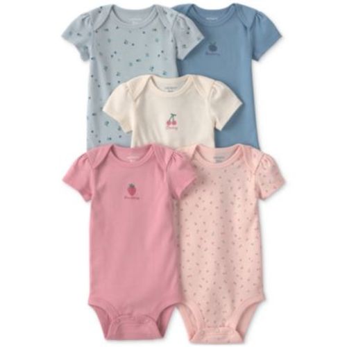 Baby Girls' Fruit Print Short-Sleeve Bodysuits, 5-Pack