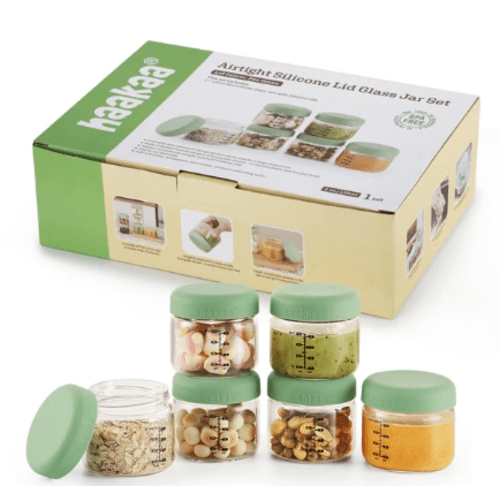 Haakaa Sealed Glass Storage Jar Set - 6 X 4 Oz Glass Jars