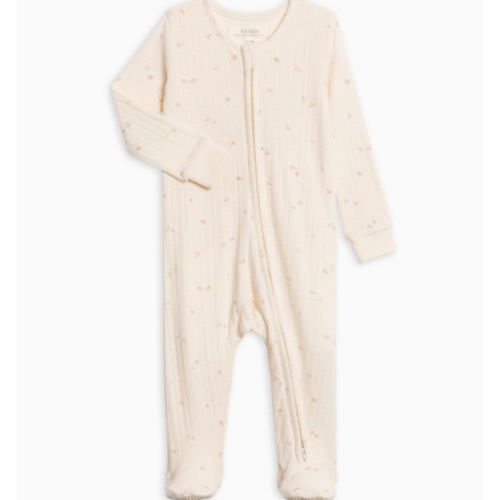 Maya Brushed Back Pointelle Footed Zipper Sleeper