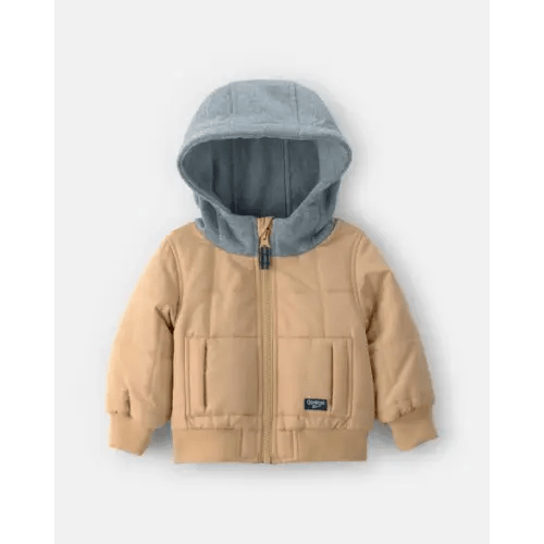 Baby Boy Hooded Midweight Quilted Jacket - Brown - OshKosh B'gosh | Carter's