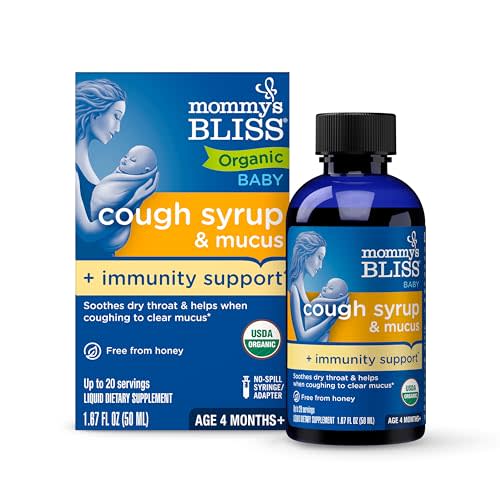 Mommy's Bliss Organic Baby Cough Syrup and Mucus + Immunity Support, Contains Agave & Ivy Leaf, 4 month+, 1.67 Fl Oz