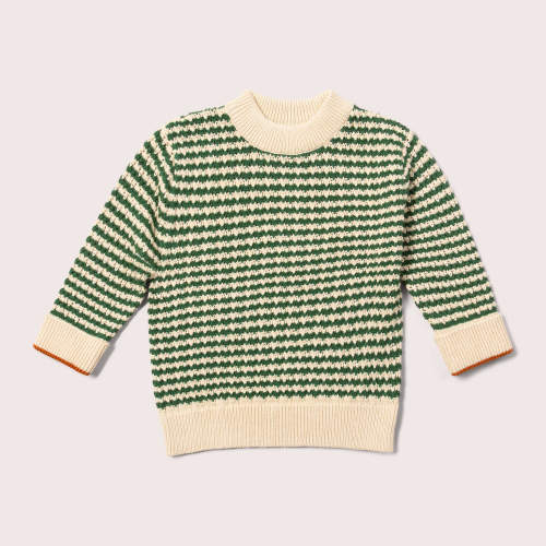 Olive Striped Snuggly Knitted Jumper