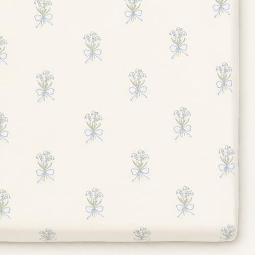 Oilo Crib Sheet, Breathable, Fitted, Organic Cotton Jersey, 300-Thread, Machine Wash, Fits Standard Crib (28" x 52" x 9"), Toddler Bedding, Heirloom Organic Collection, Lily Bouquet